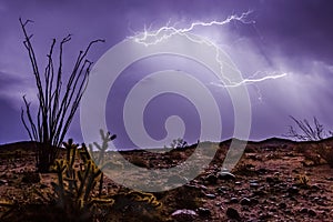 Epic lightning and thunderstorm in the desert of southern California