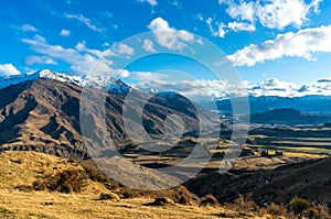 Epic mountain valley landscape. Aerial view