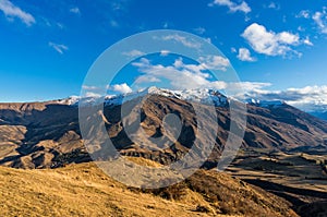 Epic mountain valley landscape. Aerial view