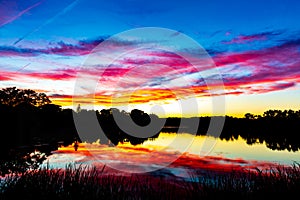 An epic New England Sunset - Ell Pond Melrose Massachusetts