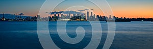 Epic Panoramic Skyline Shot of Vancouver during Blue Hour