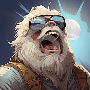 Epic Portraiture: Animated Exuberance Of A White Bear Wearing Sunglasses