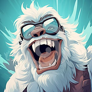 Epic Portraiture: Cartoon Illustration Of Snow Bear With Sunglasses