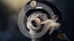 Epic Portraiture Of A Ferret Police Officer In 8k Resolution