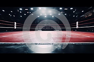 Epic professional boxing arena box ring sport empty background competition professional fight game spotlight stage fight