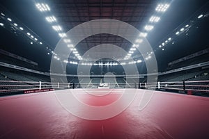 Epic professional boxing arena box ring sport empty background competition professional fight game spotlight stage fight