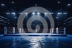 Epic professional boxing arena box ring sport empty background competition professional fight game spotlight stage fight