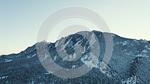 Epic snowy chautauqua flatiron mountains during the winter