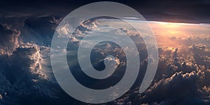 Epic Sunset Cloudscape Dramatic Aerial View