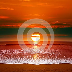 Epic sunset over ocean