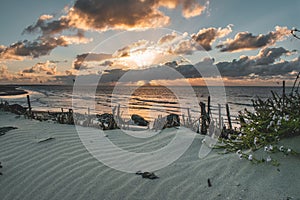 Epic sunset sky panorama of Goeree-Overflakkee, The Netherlands, Brouwersdam