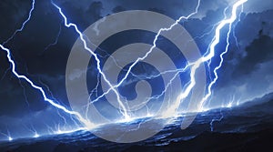 Epic Thunderstorm Over the Ocean: Dramatic Lightning Strikes and Dark Clouds