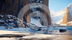 Epic Unreal Engine Rock Scene On Snowy Cliff