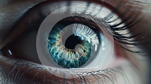 Epic woman eye and gorgeous iris, closeup shot, detailed. Generative AI