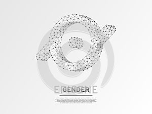 Epicene gender symbol. Wireframe digital 3d illustration. Low poly hermaphrodite, Abstract Vector polygonal origami LGBT photo