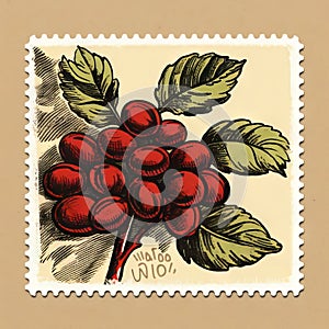 Epicurean Elegance: Vintage Stamp Unveiling the Opulence of Ripe Coffee