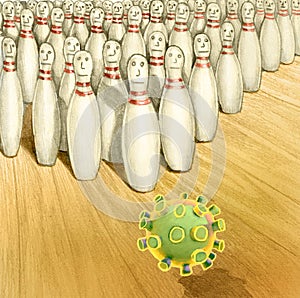 Epidemic bowling editorial cartoon theme pandemic photo