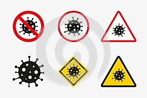 Epidemic signs collection set. Vector virus signs