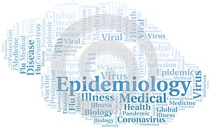 Epidemiology word cloud on white background photo