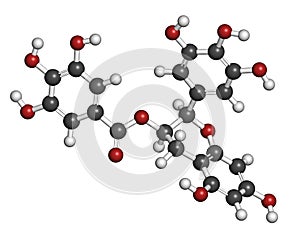 Epigallocatechin gallate EGCG green tea polyphenol molecule. Has antioxidant properties and may contribute to health effects of.