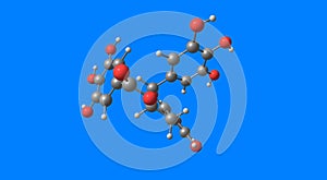Epigallocatechin gallate molecular structure isolated on blue