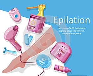 Epilation, depilation, banner, template for a poster