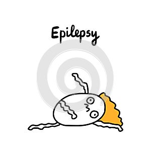 Epilepsy central nervous system disorder brain activity hand drawn vector illustration in cartoon comic style man in spasms