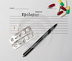 Epilepsy diagnosis written on a white piece of paper