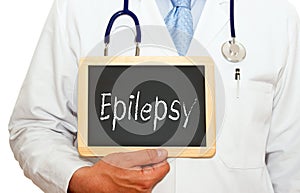 Epilepsy - Doctor with chalkboard photo