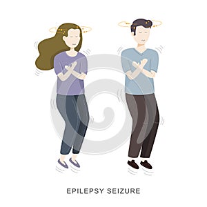 Epilepsy seizure. Illustration of woman and man having seizure