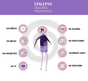 Epilepsy seizures prevention. Conceptual vector illustration. Human diseases