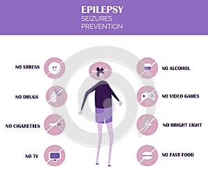 Epilepsy seizures prevention. Conceptual vector illustration. Human diseases photo