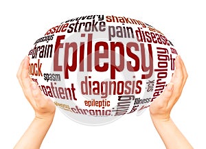 Epilepsy word cloud hand sphere concept