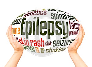 Epilepsy word word hand sphere cloud concept
