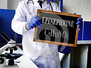 Epinephrine EPI or Adrenaline hormone in laboratory photo