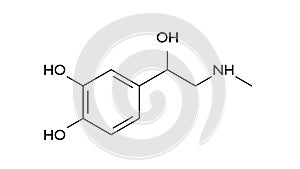 epinephrine molecule, structural chemical formula, ball-and-stick model, isolated image adrenaline