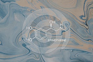 Epinephrine, norepinephrine, serotonin, dopamine, Chemical structural formula neurotransmitters. on a blurry background