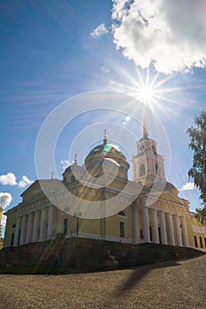 Epiphany Cathedral in Nilov Monastery on the lake Seliger, Tver region.