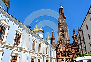 Epiphany Cathedral with ornate bell tower, Kazan, Tatarstan, Russia