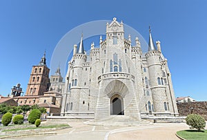 Episcopal Palace of Astorga, LeÃ³n, Spain, front view.