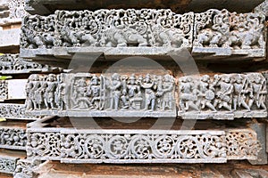 Episode from Ramayana. Rama`s coronation. Kedareshwara temple, Halebidu, Karnataka