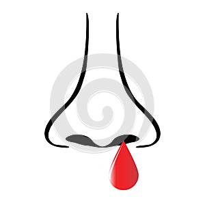 Epistaxis nose and red blood drop