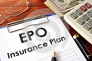 EPO Insurance Plan on a table.