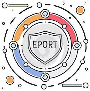 Eport Security Shield in a Circular Tech Diagram Illustration