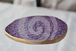 Epoxy resin coasters. purple gold. Epoxy resin art