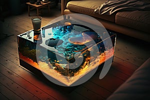 Epoxy resin coffee table. Generative AI