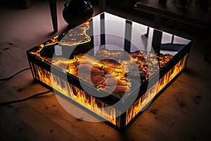 Epoxy resin coffee table. Generative AI