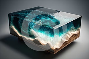 Epoxy resin coffee table. Generative AI