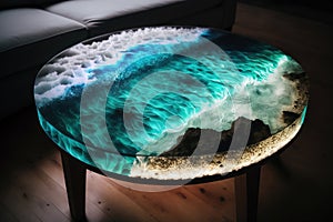 Epoxy resin coffee table. Generative AI