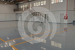 Epoxy and waxed flooring with colorful signage